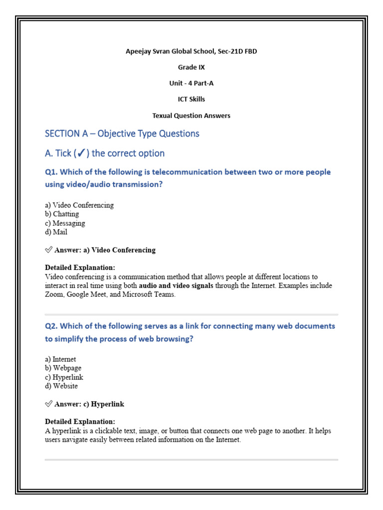 GR 9 Unit ICT Skills QA PDF | PDF | Operating System | World Wide Web