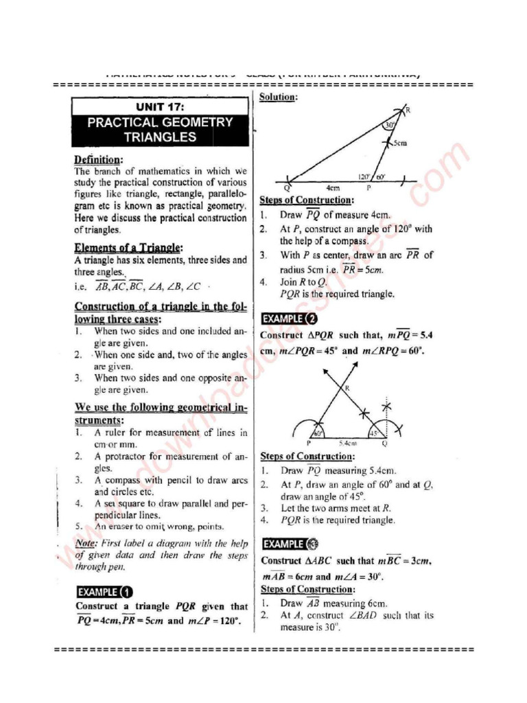 Unit 17 Practical Geometry Triangles | PDF
