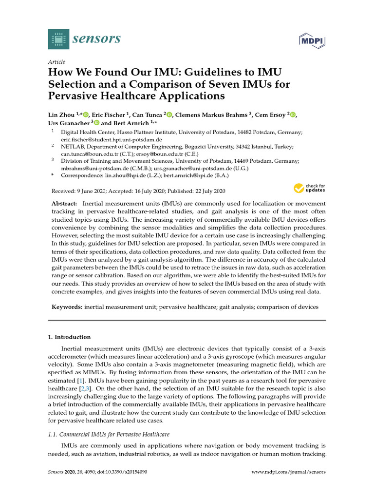 How We Found Our IMU Guidelines to IMU Selection and a Comparison of ...