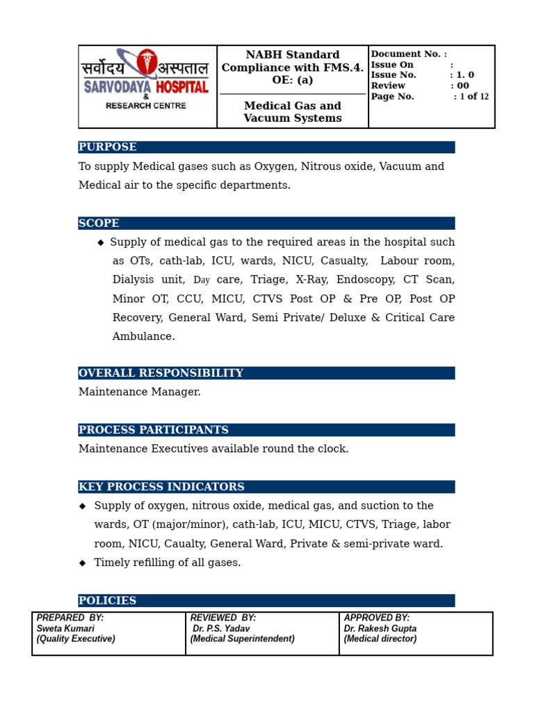 FMS 4 Medical Gas & Vacuum Systems | PDF | Gases | Mechanical Engineering