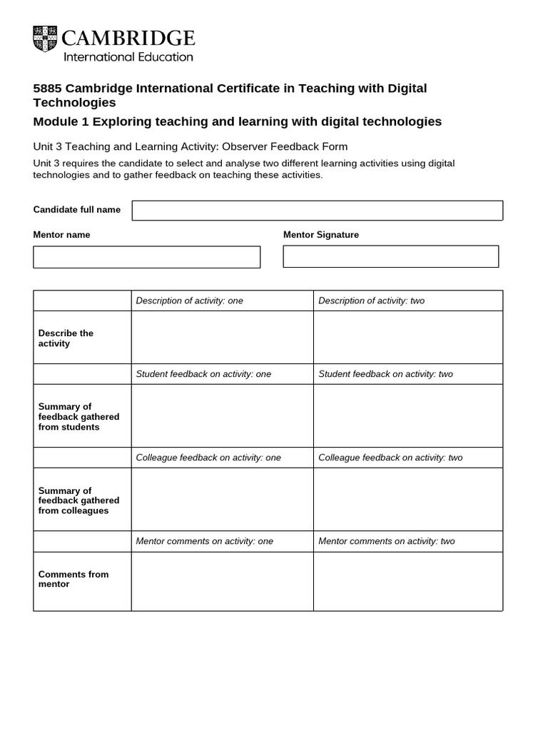 5885+Module+1+Unit+3+Teaching+and+Learning+Activity+Observer+Feedback ...