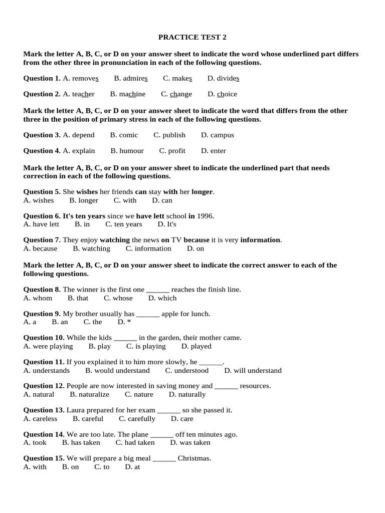 Practice Test 2 | PDF | Earth Sciences | Natural Environment