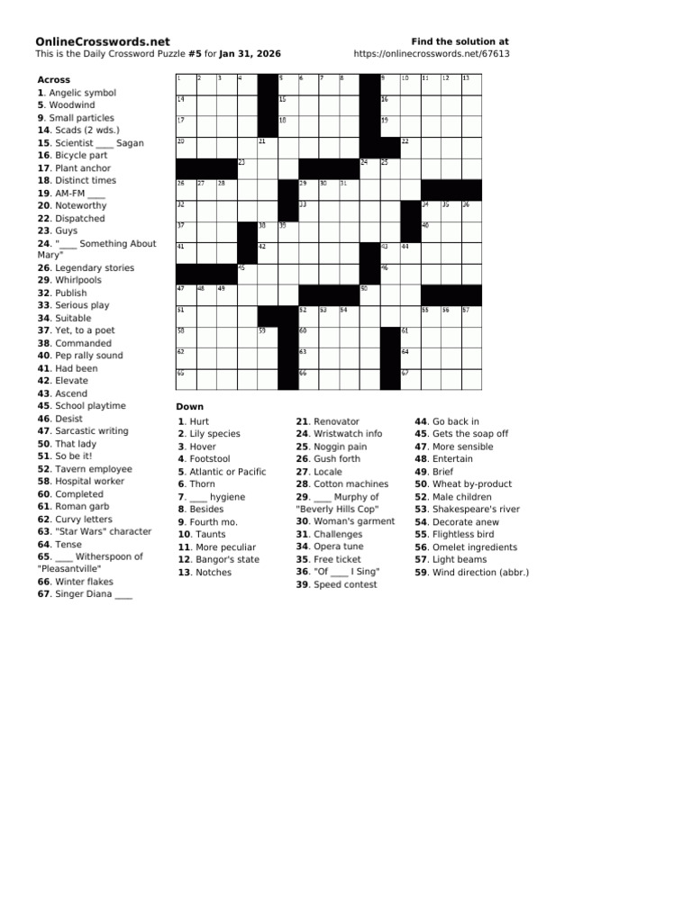 OnlineCrosswords 2026-31-01 5 | PDF