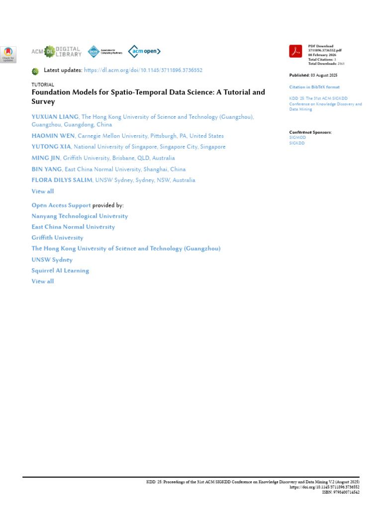 Foundation Models For Spatio-Temporal Data Science: A Tutorial and ...
