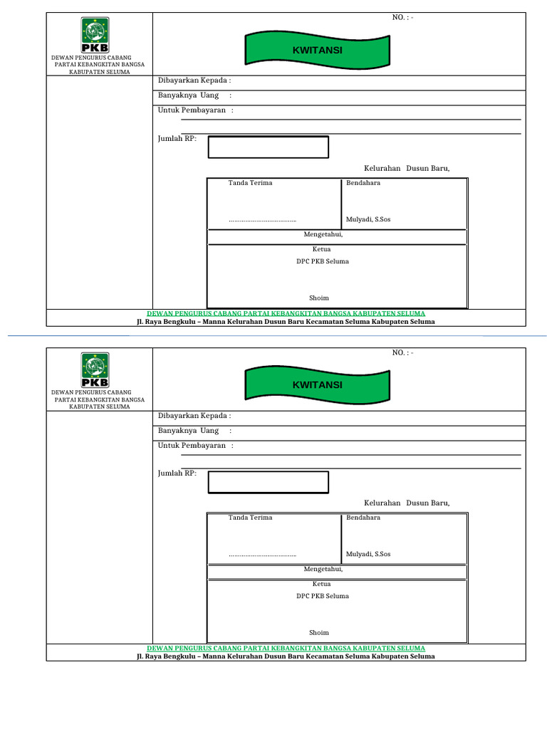 Contoh Kwitansi JD | PDF