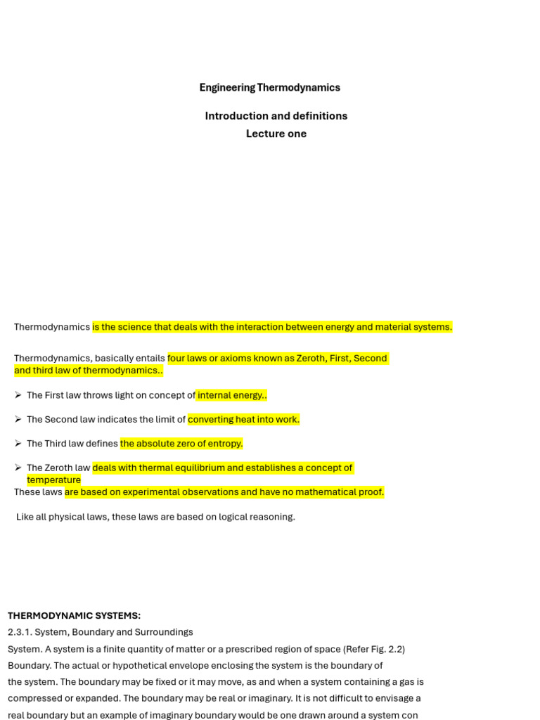 Engineering Thermodynamics - PPTX Lecture One | PDF | Temperature ...