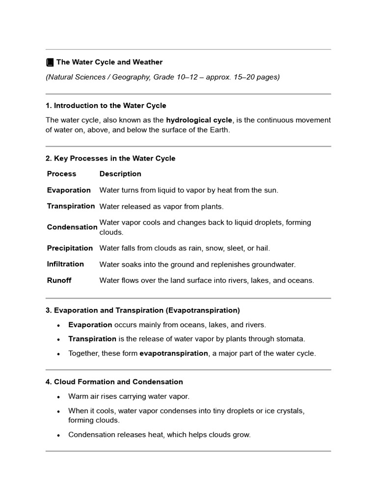 ? The Water Cycle and Weather | PDF | Water Cycle | Water