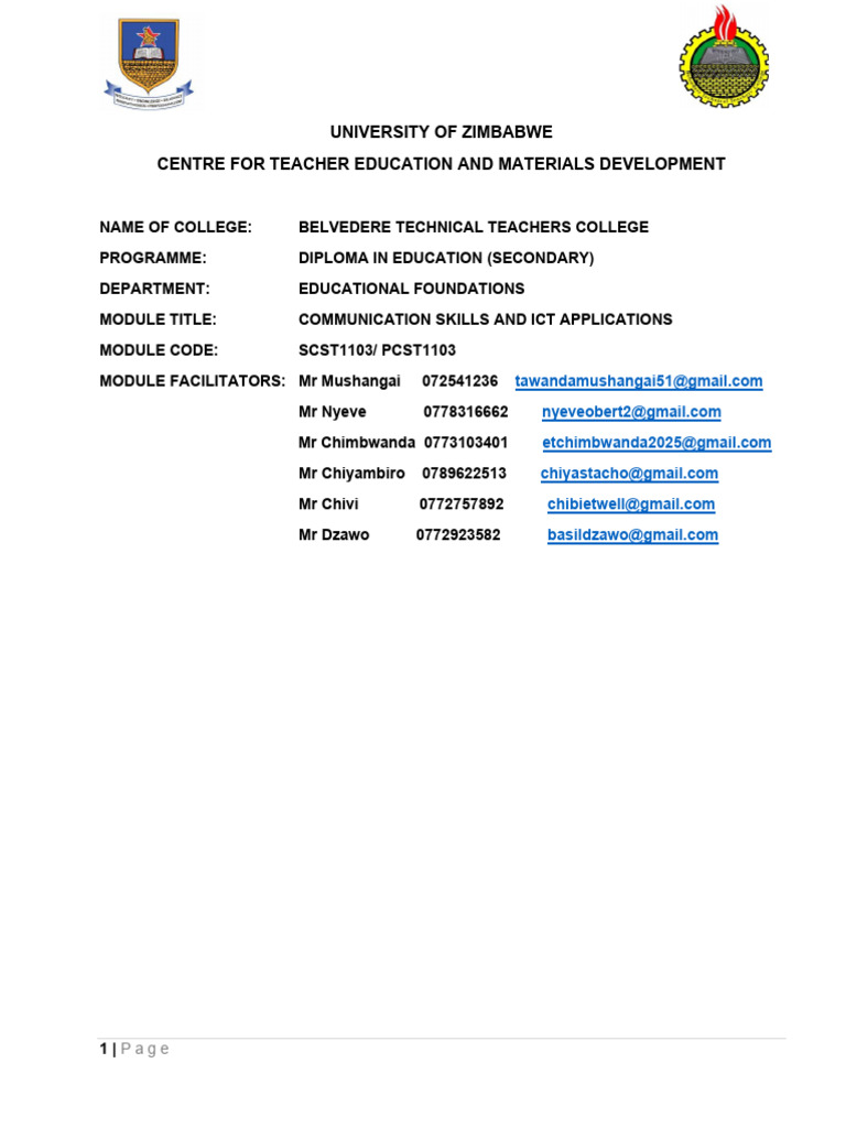 Communication Skills and ICT Module Outline | PDF | Communication ...
