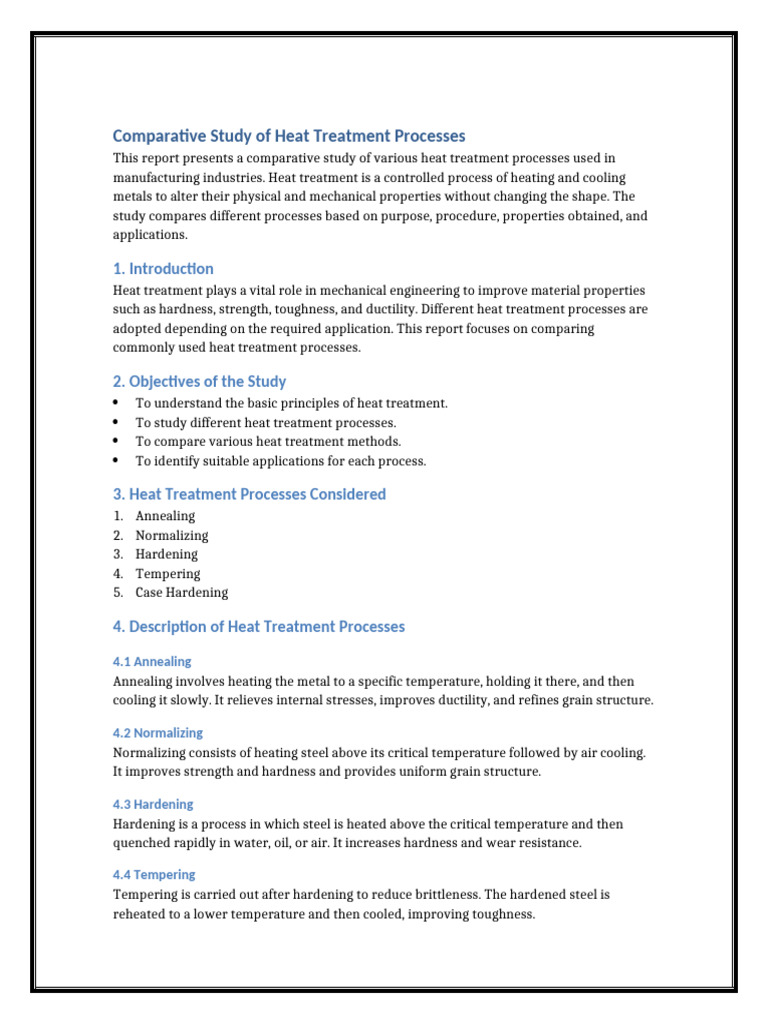 Comparative Study of Heat Treatment Processes | PDF | Heat Treating ...