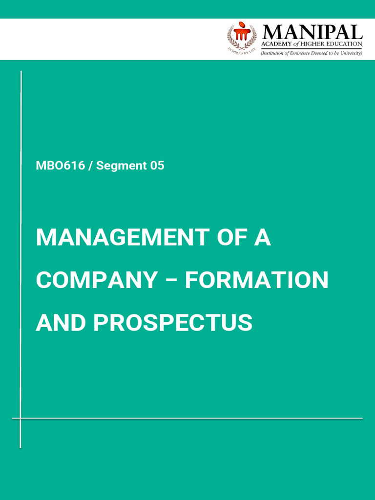 RM - Management of A Company - Formation and Prospectus | PDF ...
