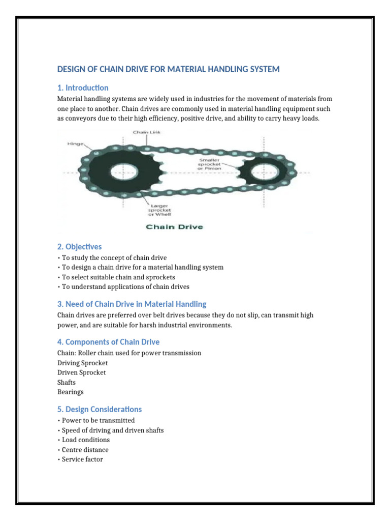 Design of Chain Drive for Material Handling System (1) | PDF