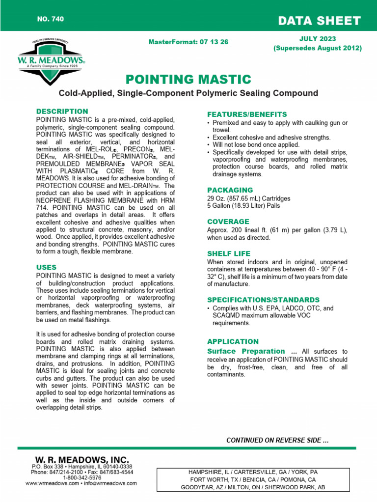 Complete Accessories With Mastic WRM | PDF | Concrete | Adhesive