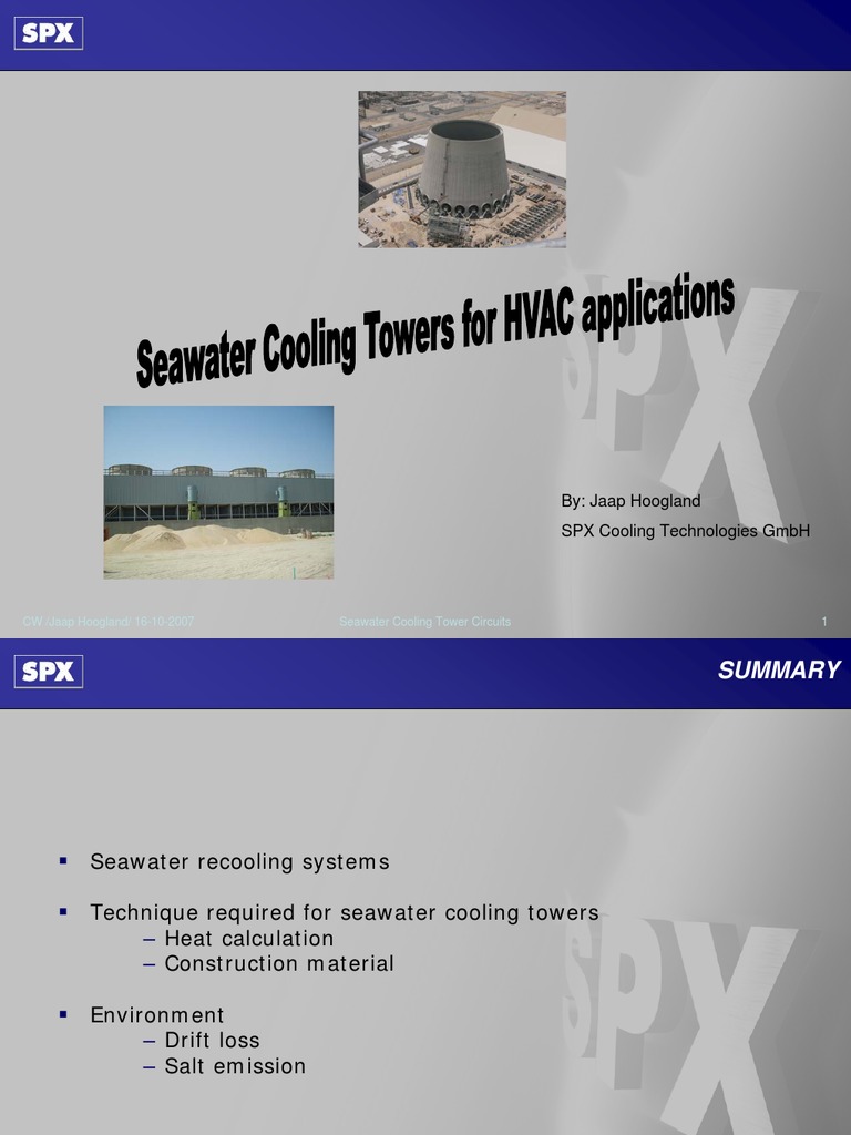 Cooling Tower Presentation Pdf Water Salinity