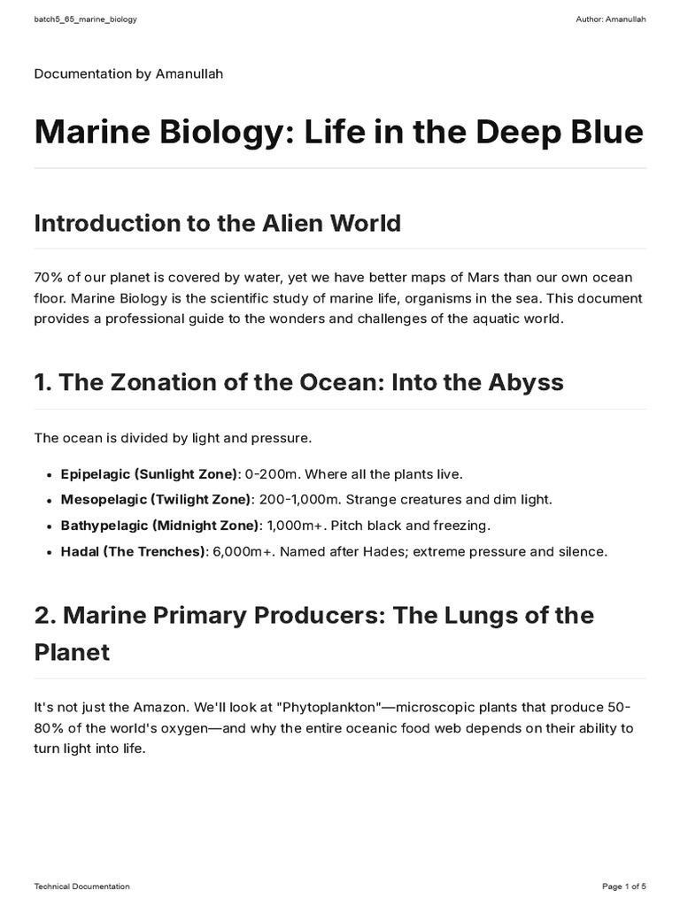 Batch5 65 Marine Biology | PDF | Marine Biology | Oceans