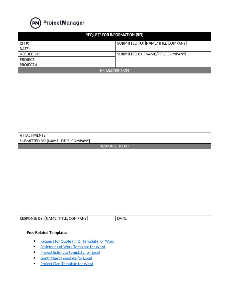 Free RFI Template Word ProjectManager WLNK NL | PDF