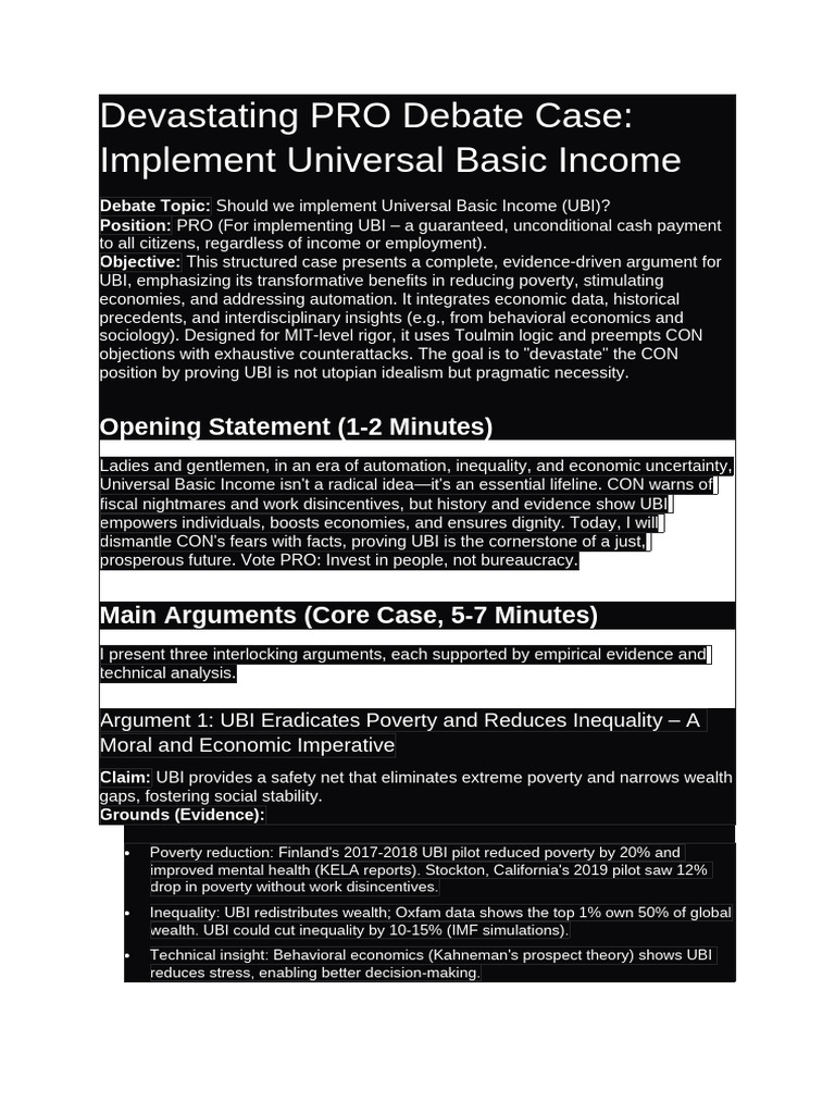 Devastating PRO Debate Case | PDF | Economic Inequality ...