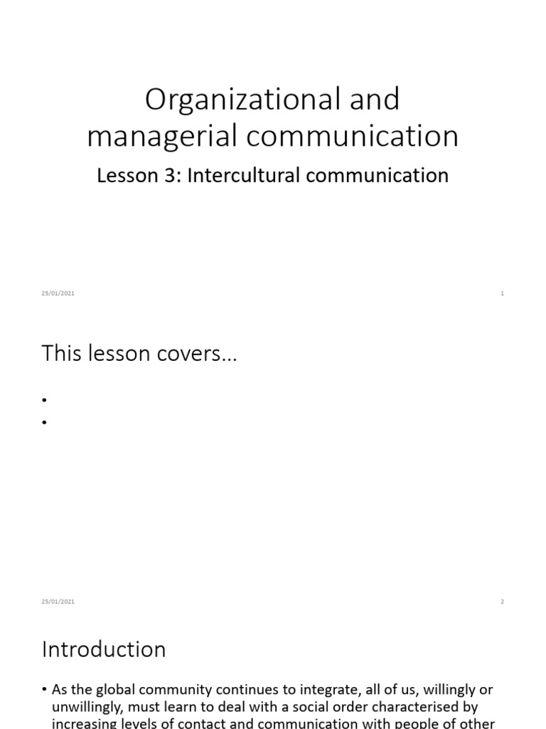 Lesson 3 - Intercultural Communication | PDF | Communication ...