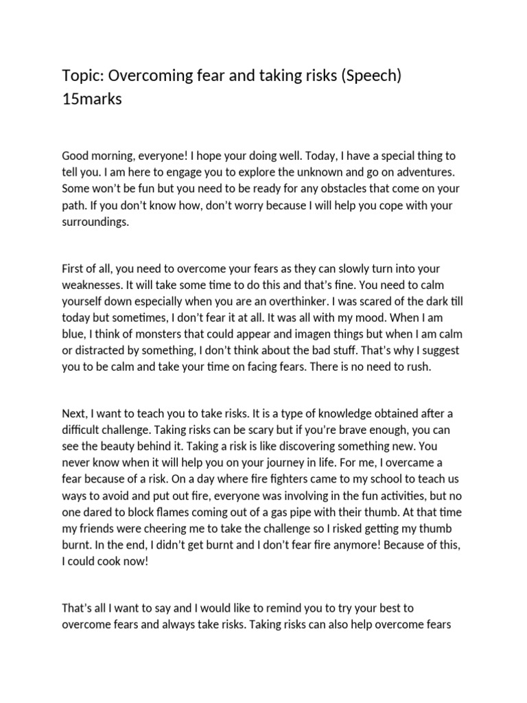 Overcoming Fear and Taking Risks | PDF