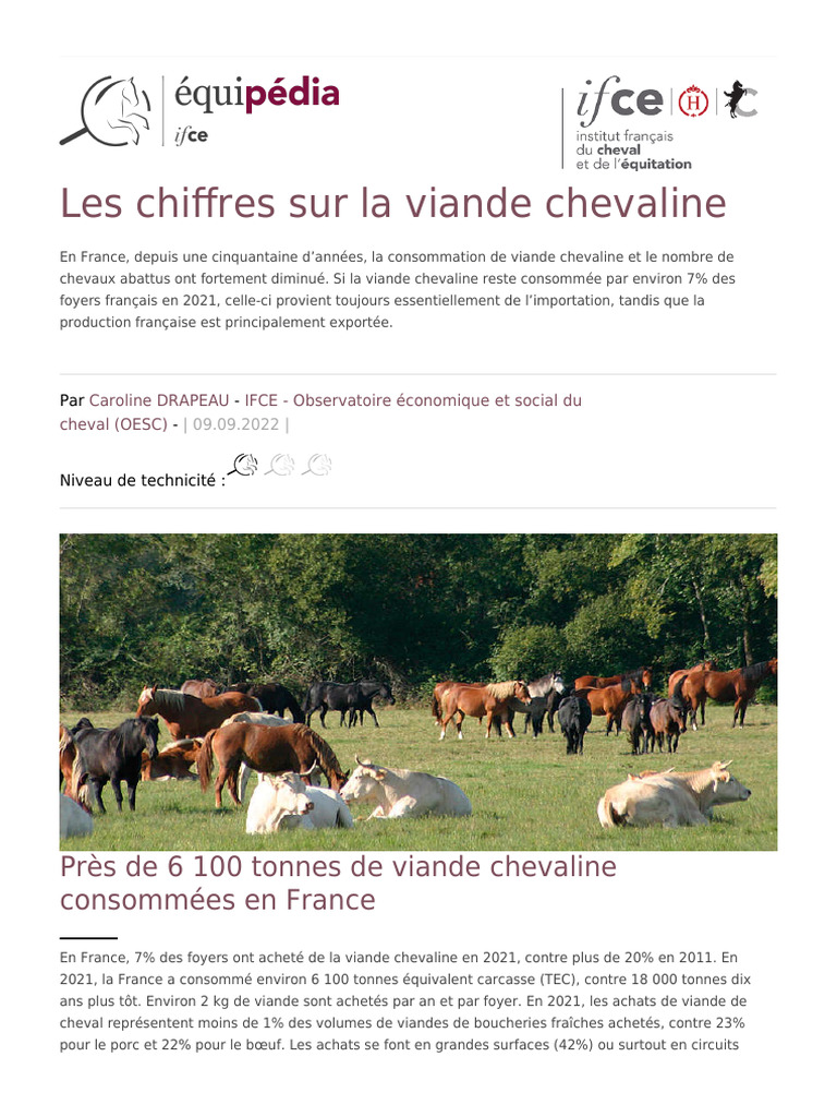 Chiffres Sur La Viande Chevaline | PDF | Viande | Bétail