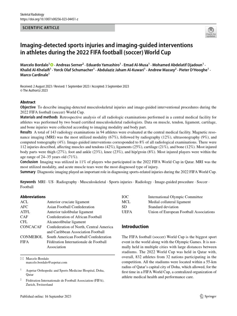 Injuries FIFA 22 | PDF | Radiology | Medical Imaging