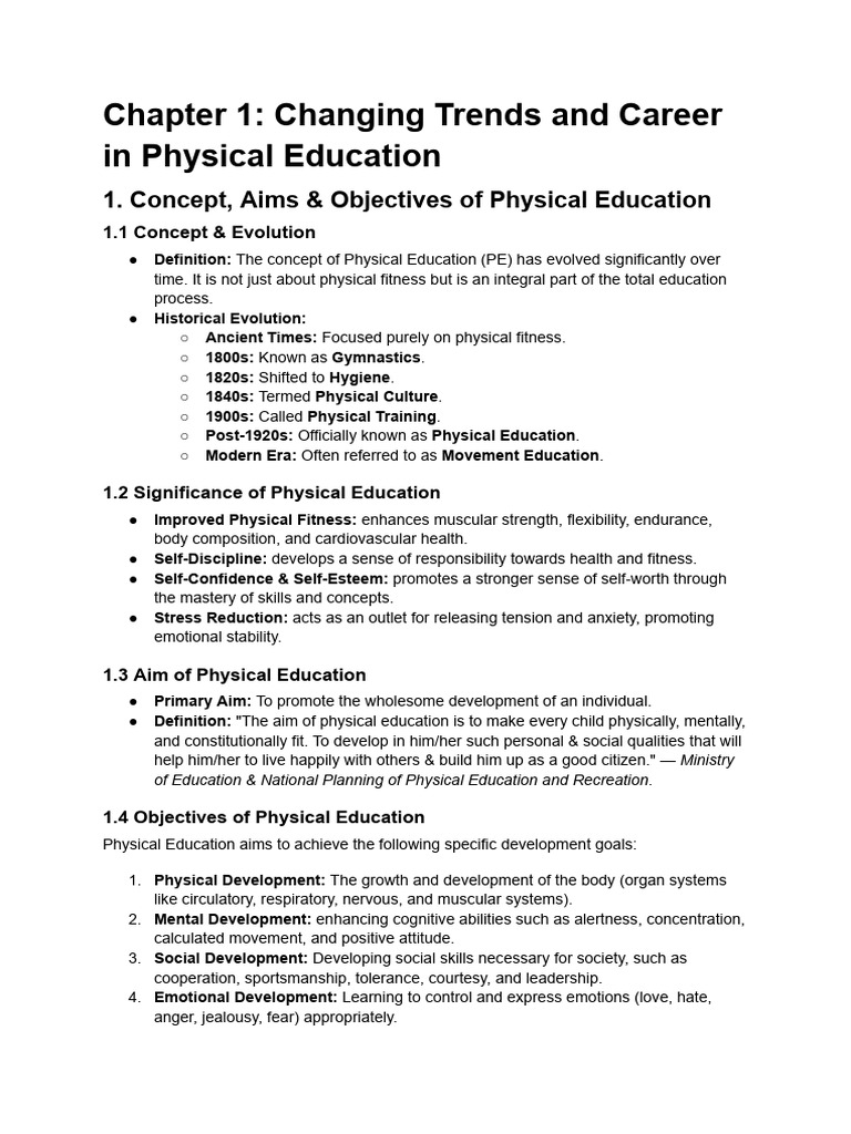 Chapter 1 Changing Trends and Career in Physical Education | PDF ...