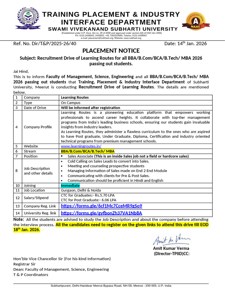 Notice Learning Routes Pvt. Ltd. | PDF | Vocational Education ...