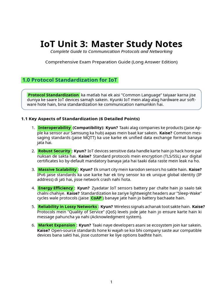 IoT Unit 3 Detailed Study Notes | PDF | Scada | Internet Of Things