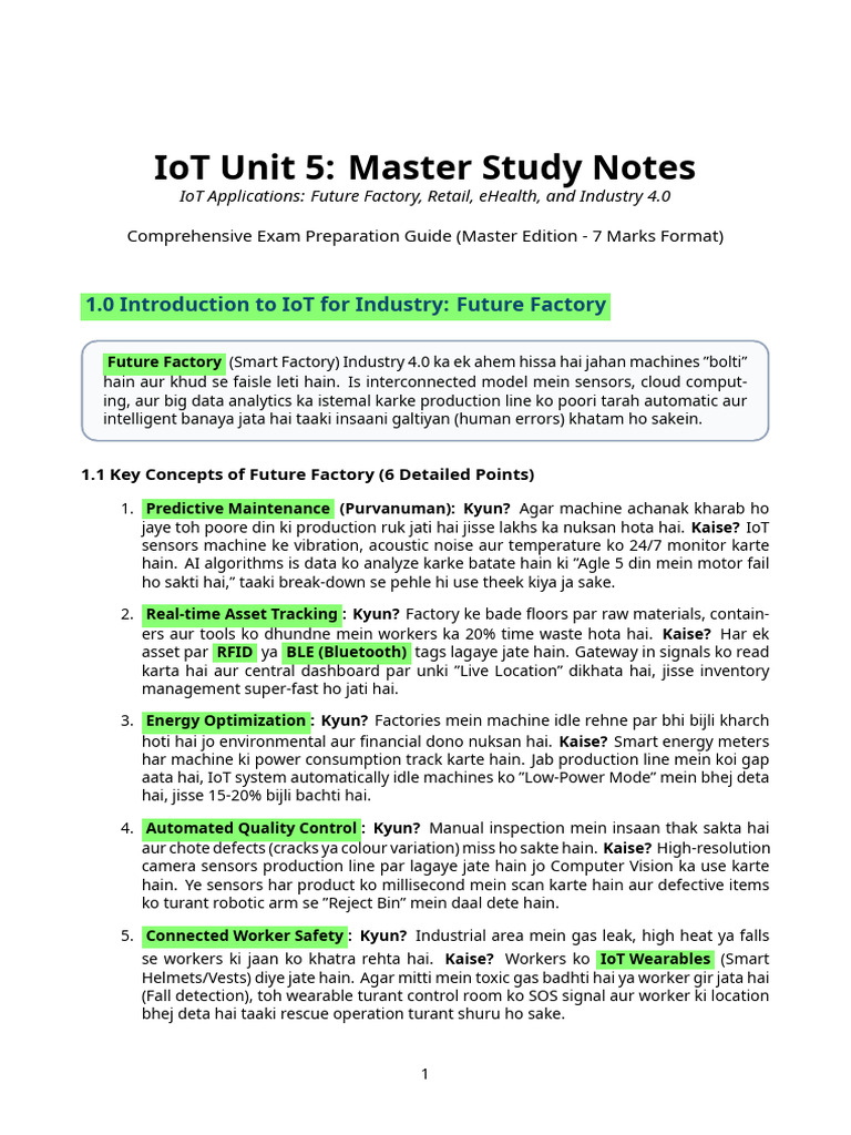 IoT Unit 5 Detailed Study Notes | PDF | Internet Of Things | Computing