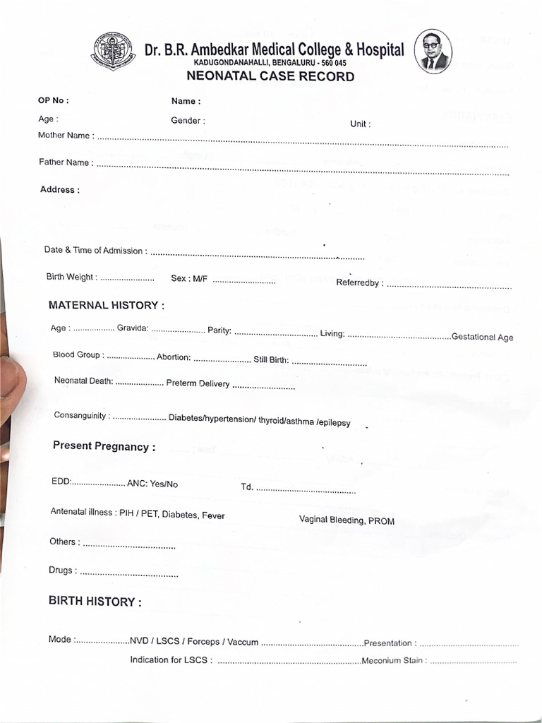 Neonatal Case Record | PDF