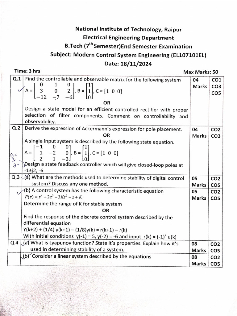 End Sem Papers 7th Sem (2024) | PDF