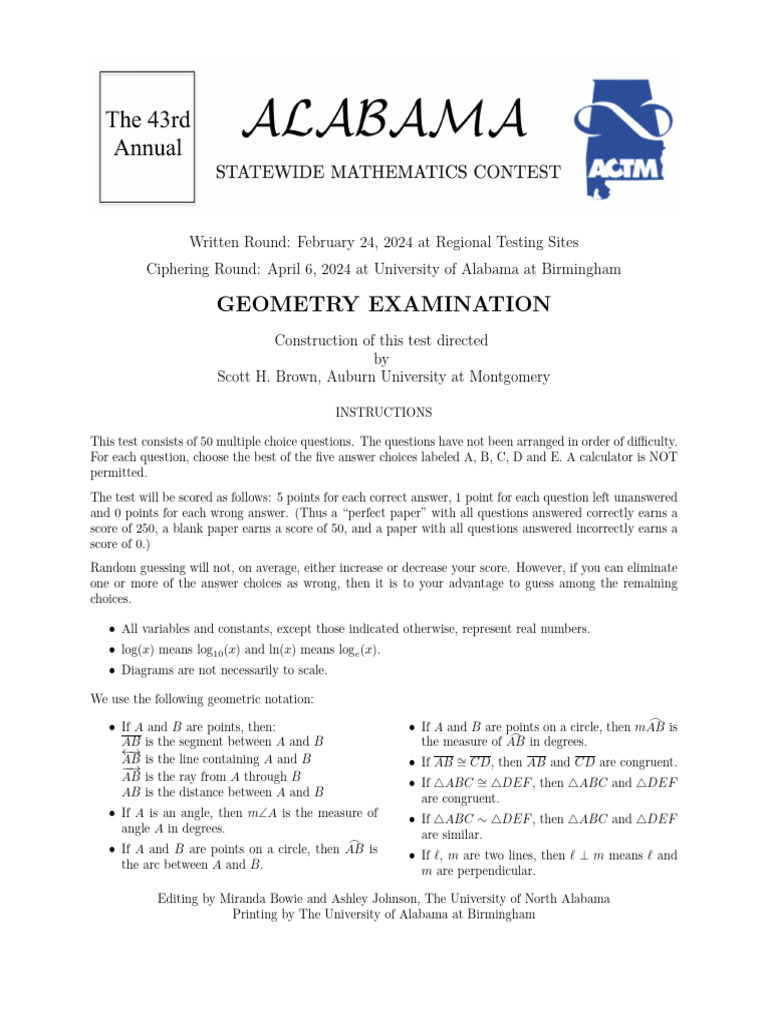 2024 Geometry Exam Answers | PDF | Area | Elementary Geometry