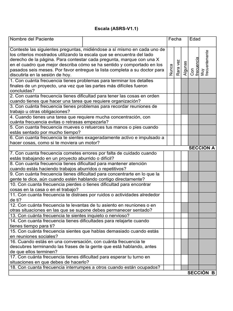 Escala_ASRS_V_1.1_(Básica) | PDF