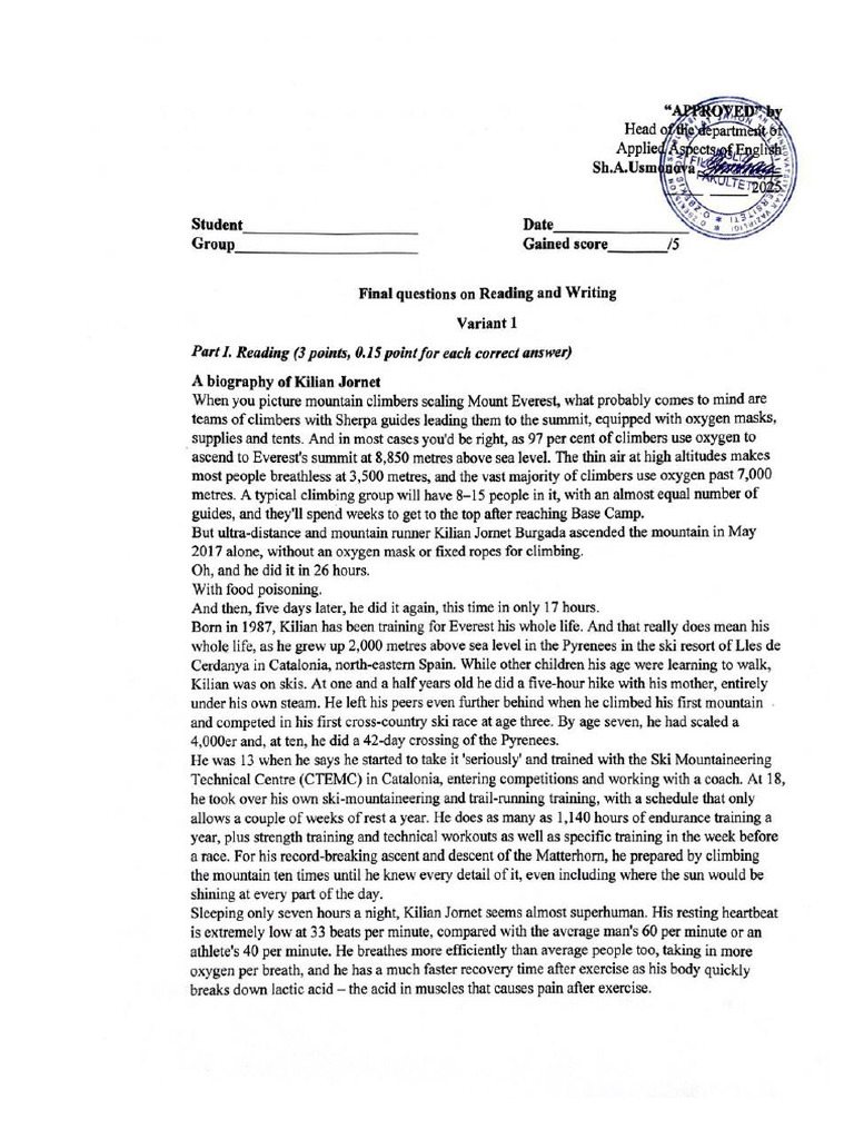 Sample For The Final From Reading and Writing | PDF | Banana | Agriculture