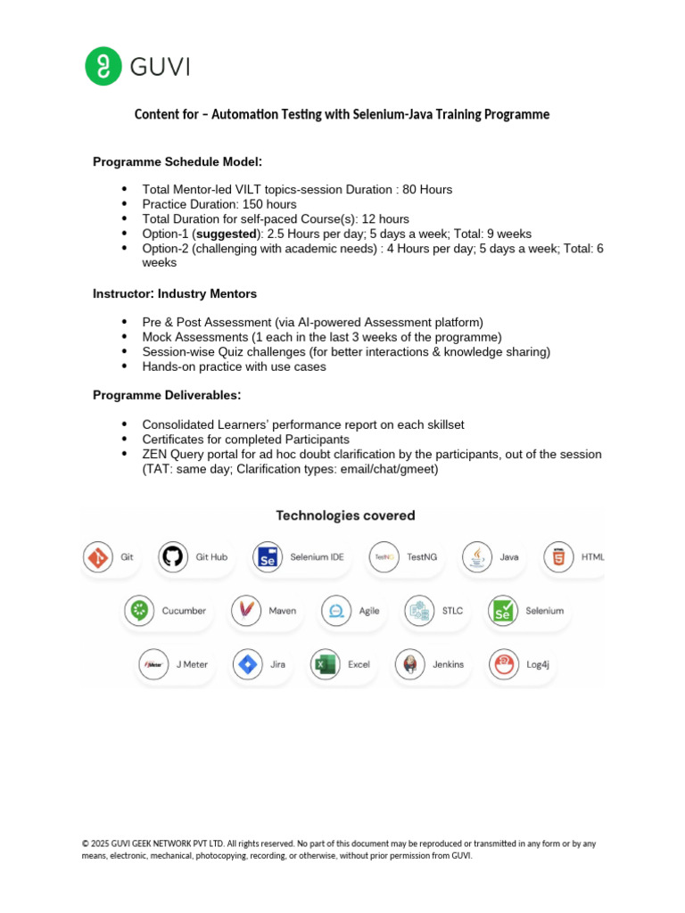 GUVI Content For - Automation Testing With Selenium-Java | PDF ...