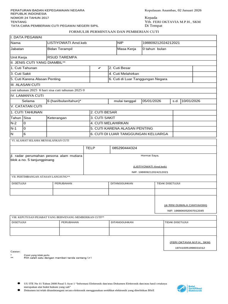 TTD File - Cuti | PDF