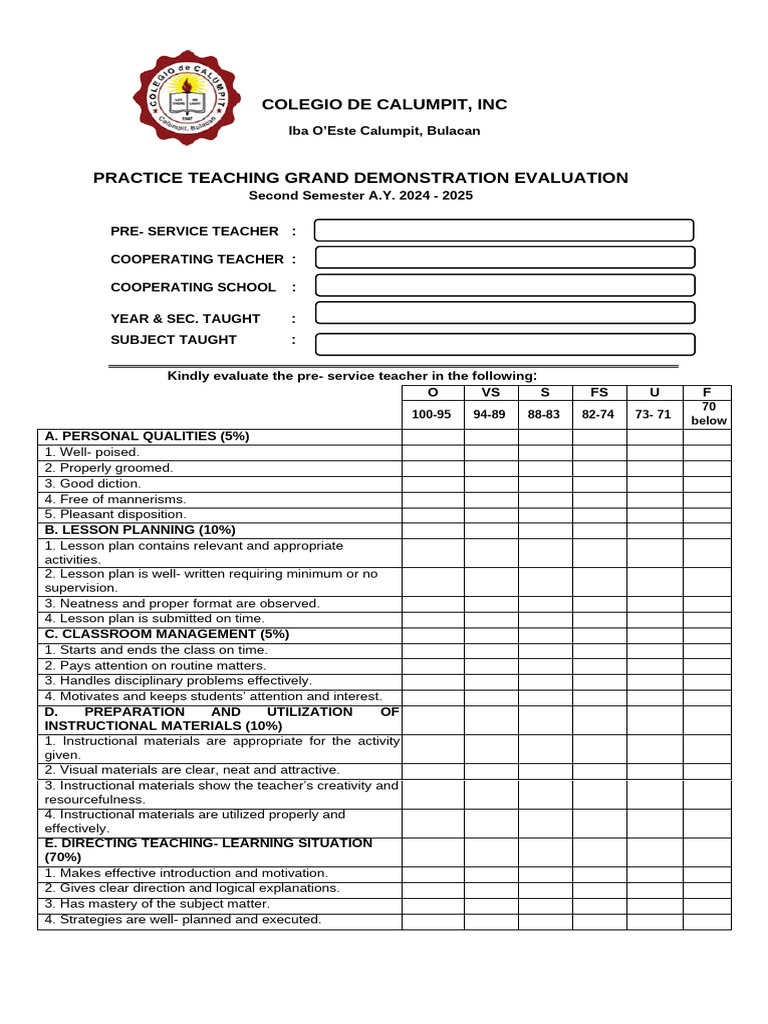 Final Demo Eval | PDF | Lesson Plan | Teachers