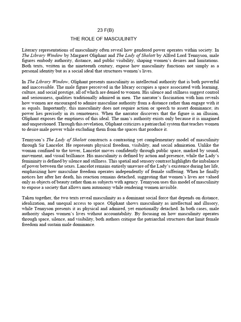 The Role of Masculinity | PDF | Masculinity | Patriarchy