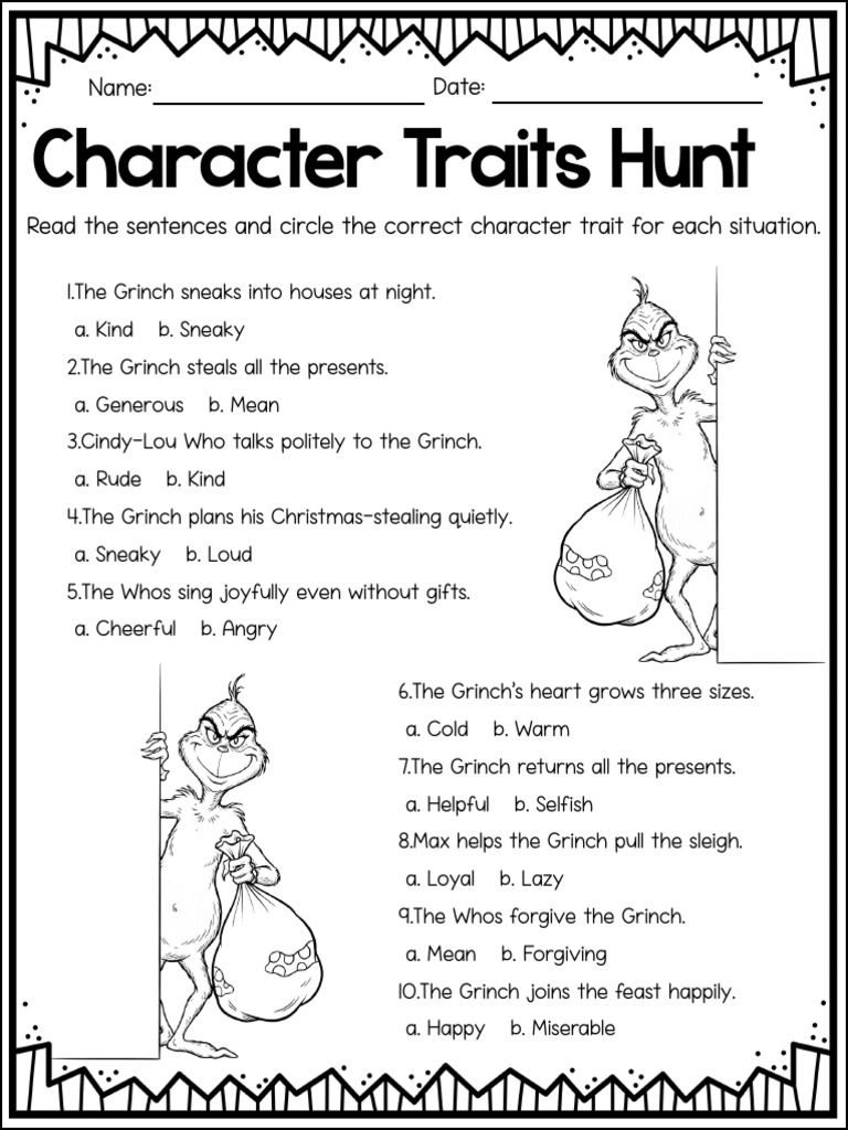 How The Grinch Stole Christmas Worksheets | PDF
