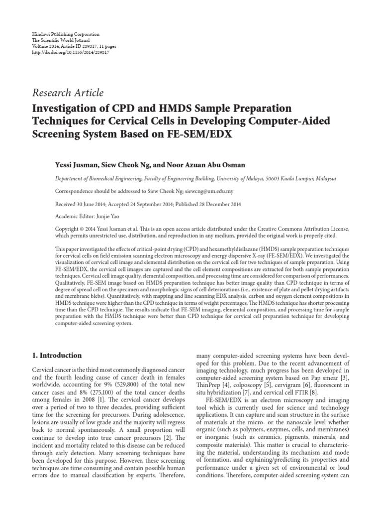 Investigation of CPD and HMDS Sample Preparation T | PDF | Scanning ...