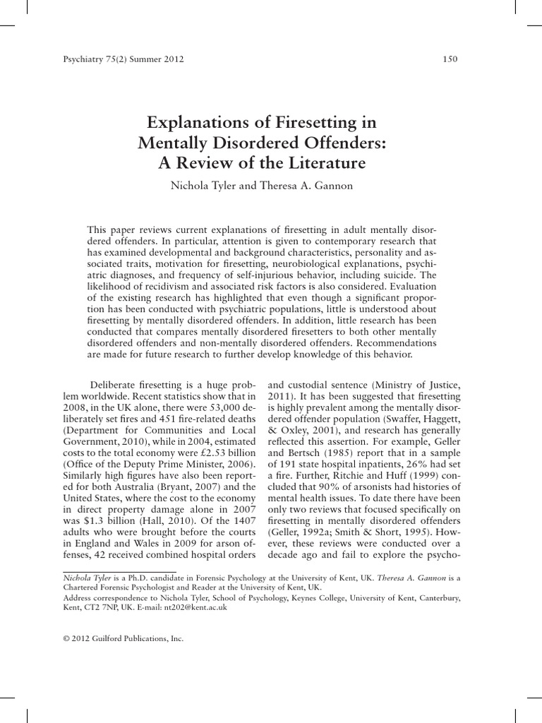 Explanations c2 of Firesetting in Mentally Disorde | PDF | Mental ...