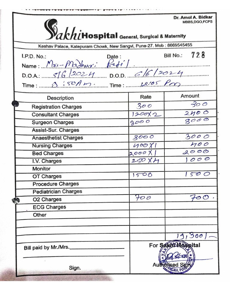 Final Hospital Bill | PDF
