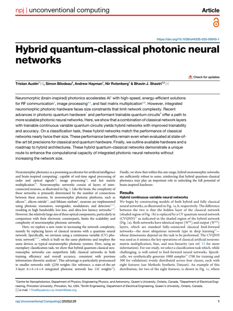 Hybrid Quantum-Classical Photonic Neural Networks | PDF | Accuracy And ...