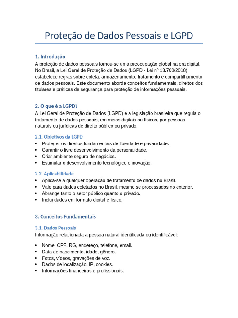 5 Protecao de Dados Pessoais e LGPD | PDF