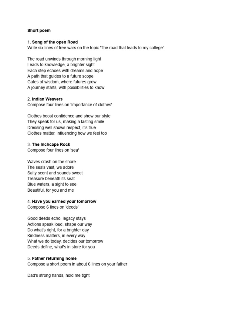 Compose Poems HSC | PDF