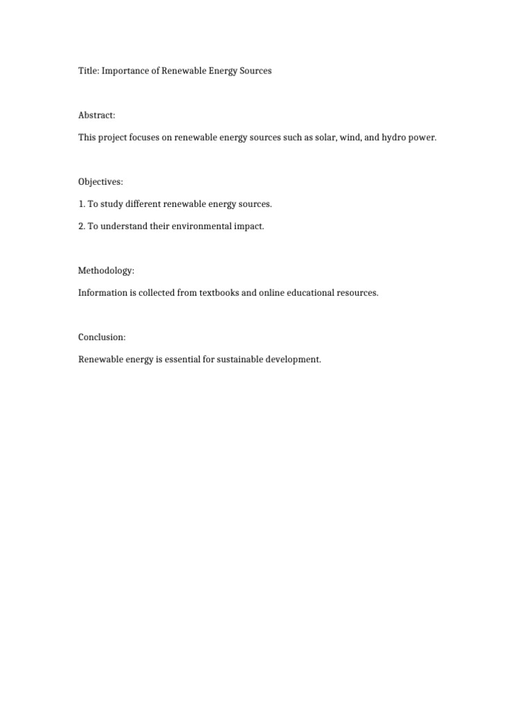 Research Project 2 Renewable Energy | PDF