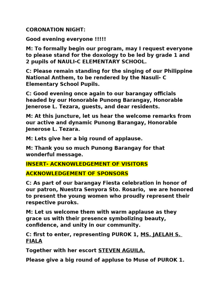 Script For Fiesta | PDF