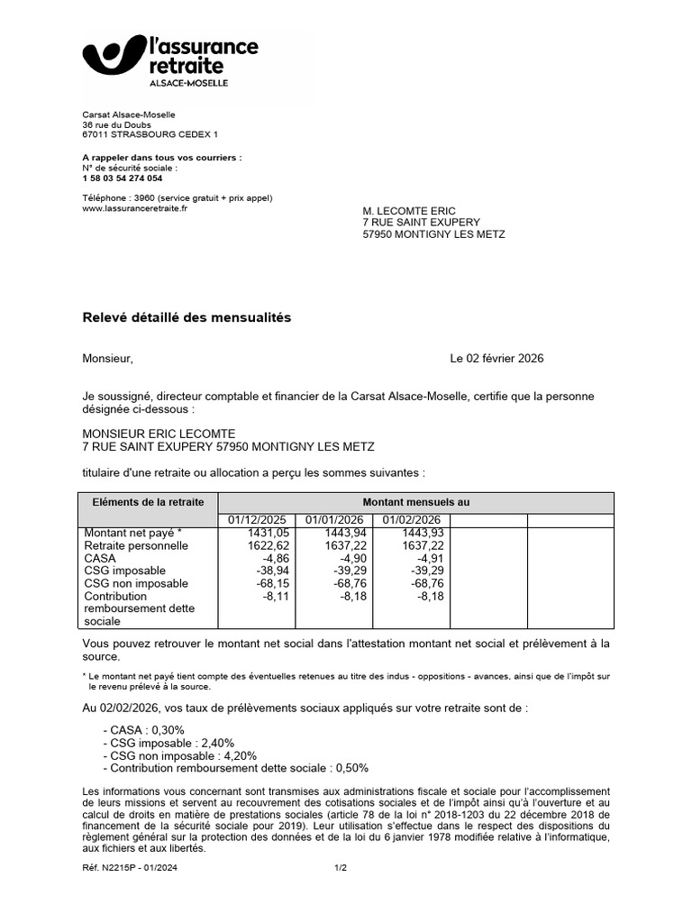 Attestation Pai Ement | PDF | Impôts | Retraite