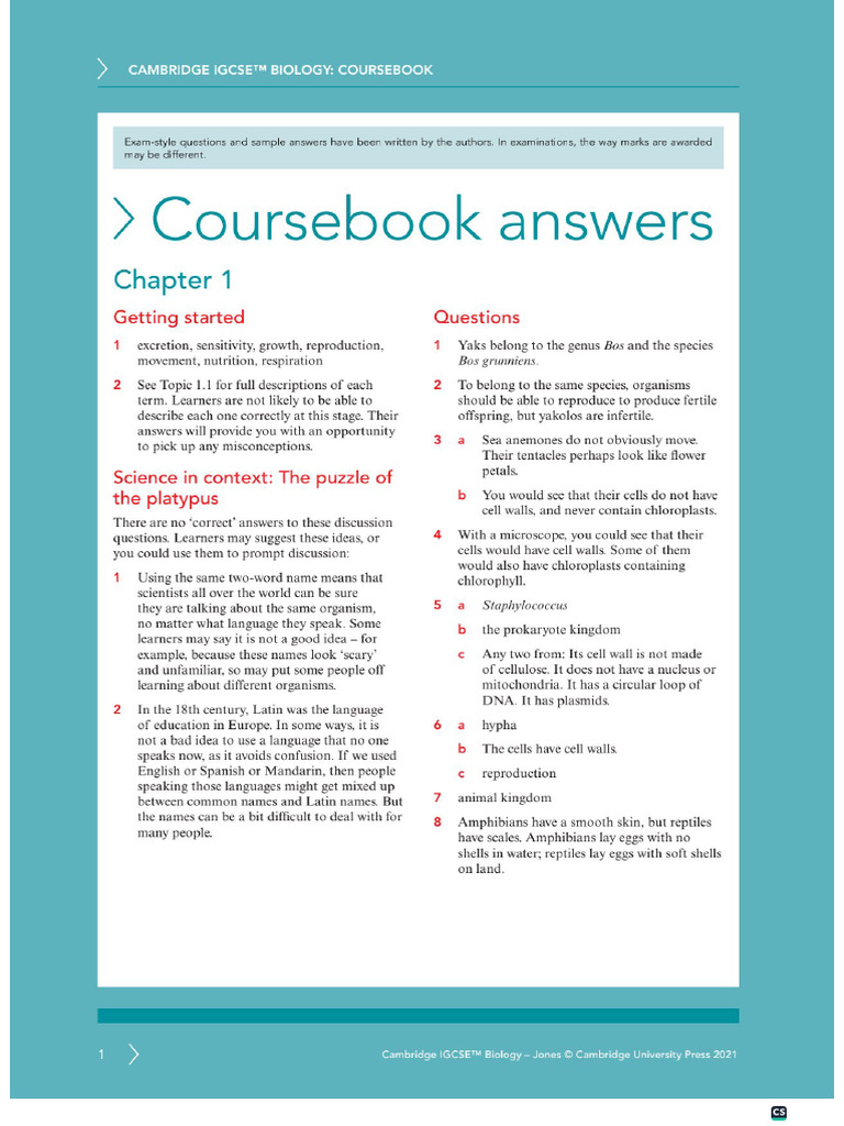 Course Book Answers | PDF