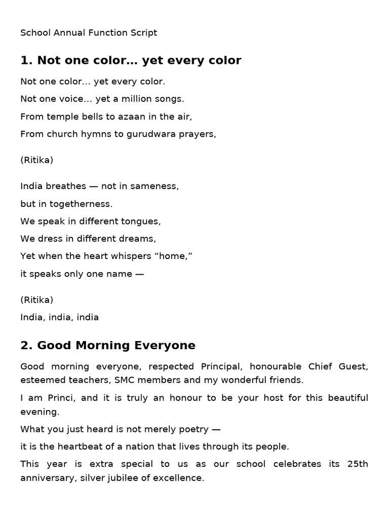 School Annual Function Script Professional | PDF