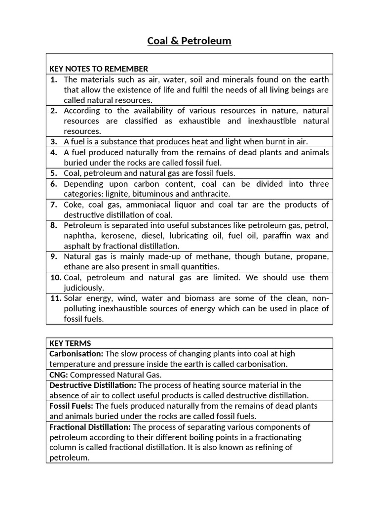 Chem 1. Coal and Petroleum | PDF | Fuels | Natural Gas